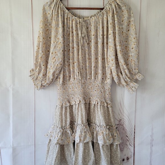 easel Dresses & Skirts - Easel Dress, Boutique, S. Floral print with tiered ruffles, boho, Spring, party